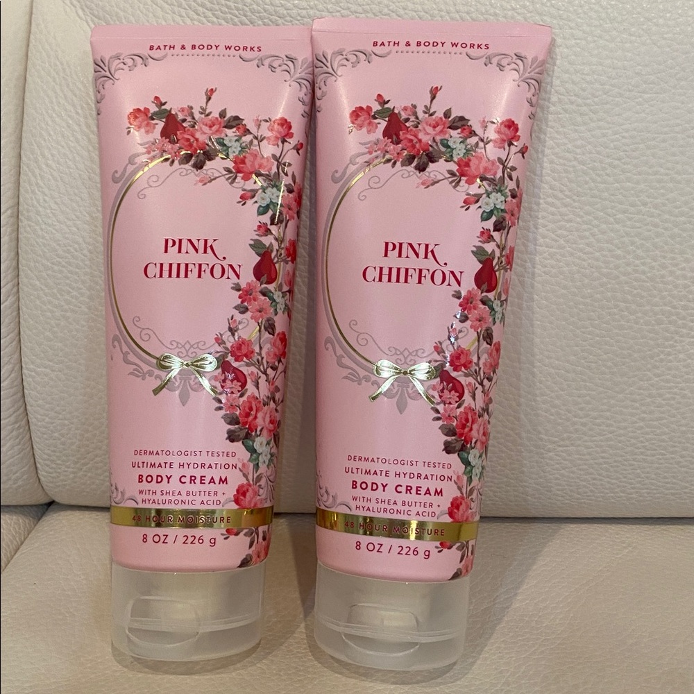 Bath & Body Works Pink Chiffon Ultimate Hydration Body Cream Bundle of 2 NIB